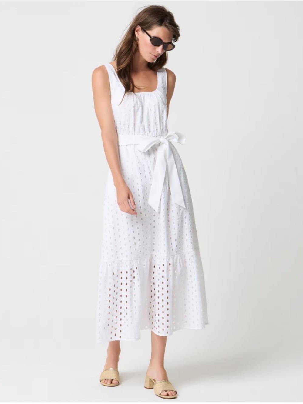 NWT J Crew Petite eyelet belted midi dress